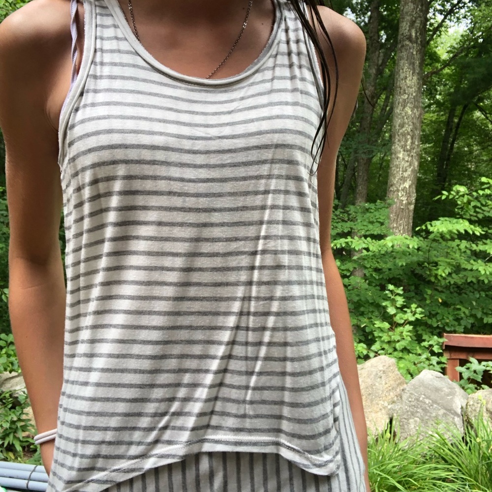 Grey and White Striped Tank with Layers